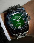 Day date roman dial with silver band