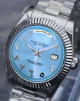 Day date Ice blue arabic dial with silver band