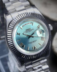 day date ice blue roman dial with Silver band