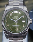 Day date Olive Green Arabic With Silver band