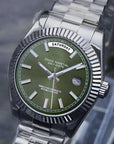 Day date Olive Green dial with Silver Band
