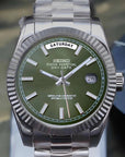 Day date Olive Green dial with Silver Band