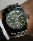 Day date Olive Green dial with Silver Band