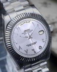 Day date white arabic dial with silver band
