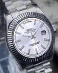 Day date White dial with silver band