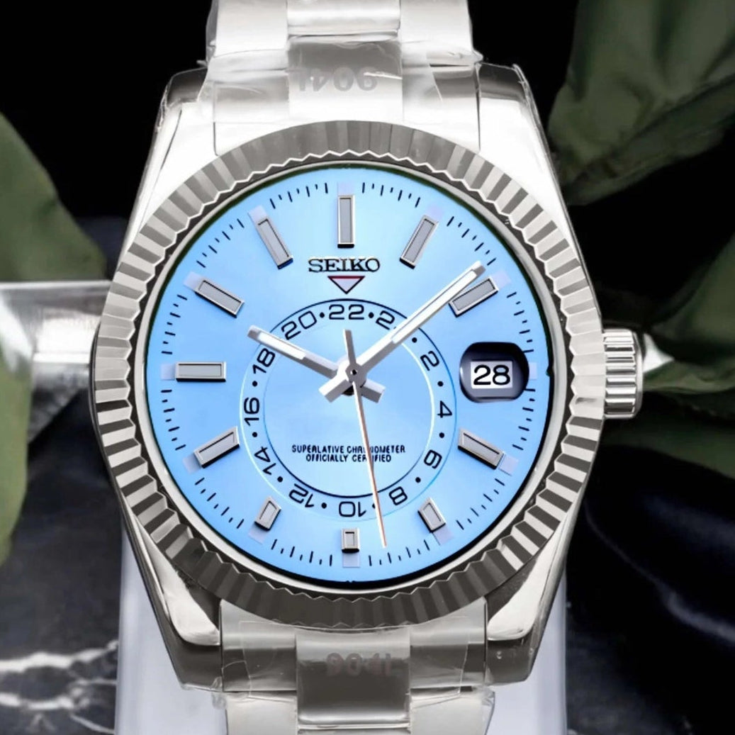 Custom Sky Dweller Watch Mod | Ice Blue | NH35 Automatic | 36mm & 39mm