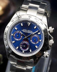 seitona mod silver watch with blue dial