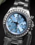 Seitona mode platinum baguette with blue dial