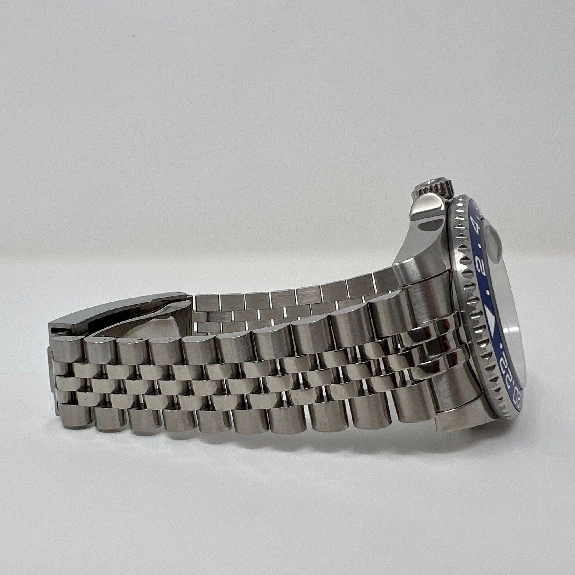 Pepsi GMT | Watch Mod | Mod | Stainless Steel Sport Watch | Custom Sapphire Crystal and NH35 Movement | Blue Red | Jub Strap