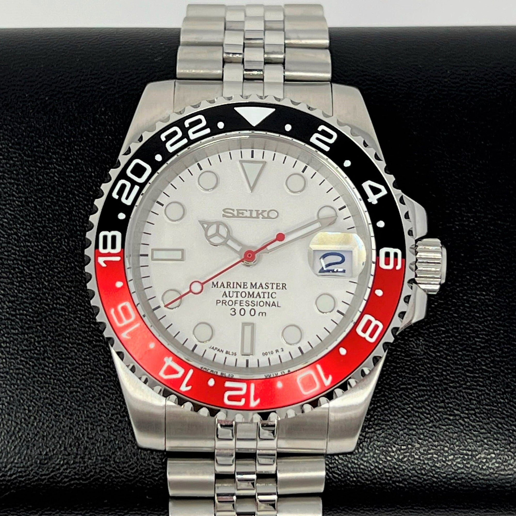 Custom Polar White Coke GMT | Stainless Steel Sport Watch | Sapphire Crystal on Jub Bracelet | Mod | Watch Mod | Custom Watch