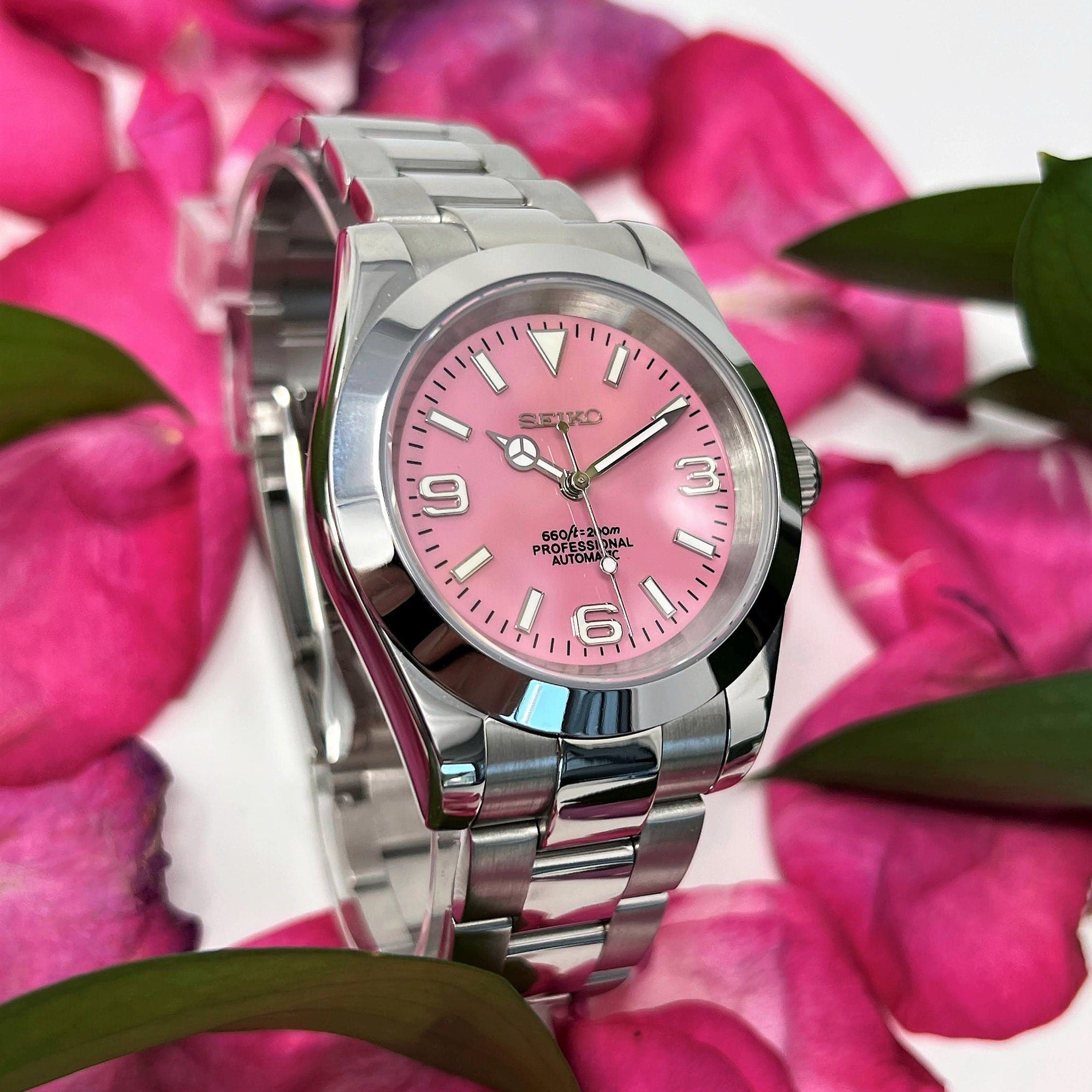 Custom Rose Exp - 36 or 39mm | Pink Dial Stainless Steel | Oyst | Custom Build | Watch Mod | Mod | Exp | Perpetual | Timepiece