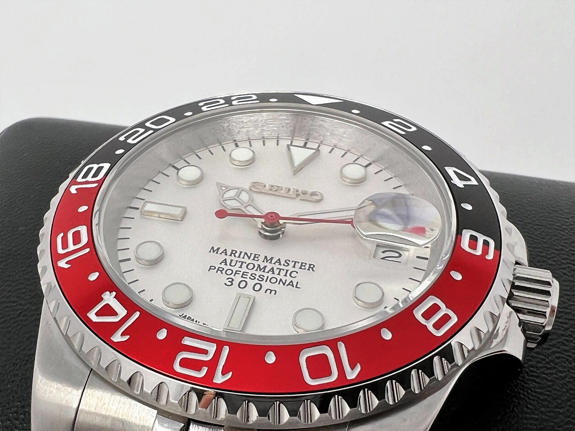 Custom Polar White Coke GMT | Stainless Steel Sport Watch | Sapphire Crystal on Jub Bracelet | Mod | Watch Mod | Custom Watch