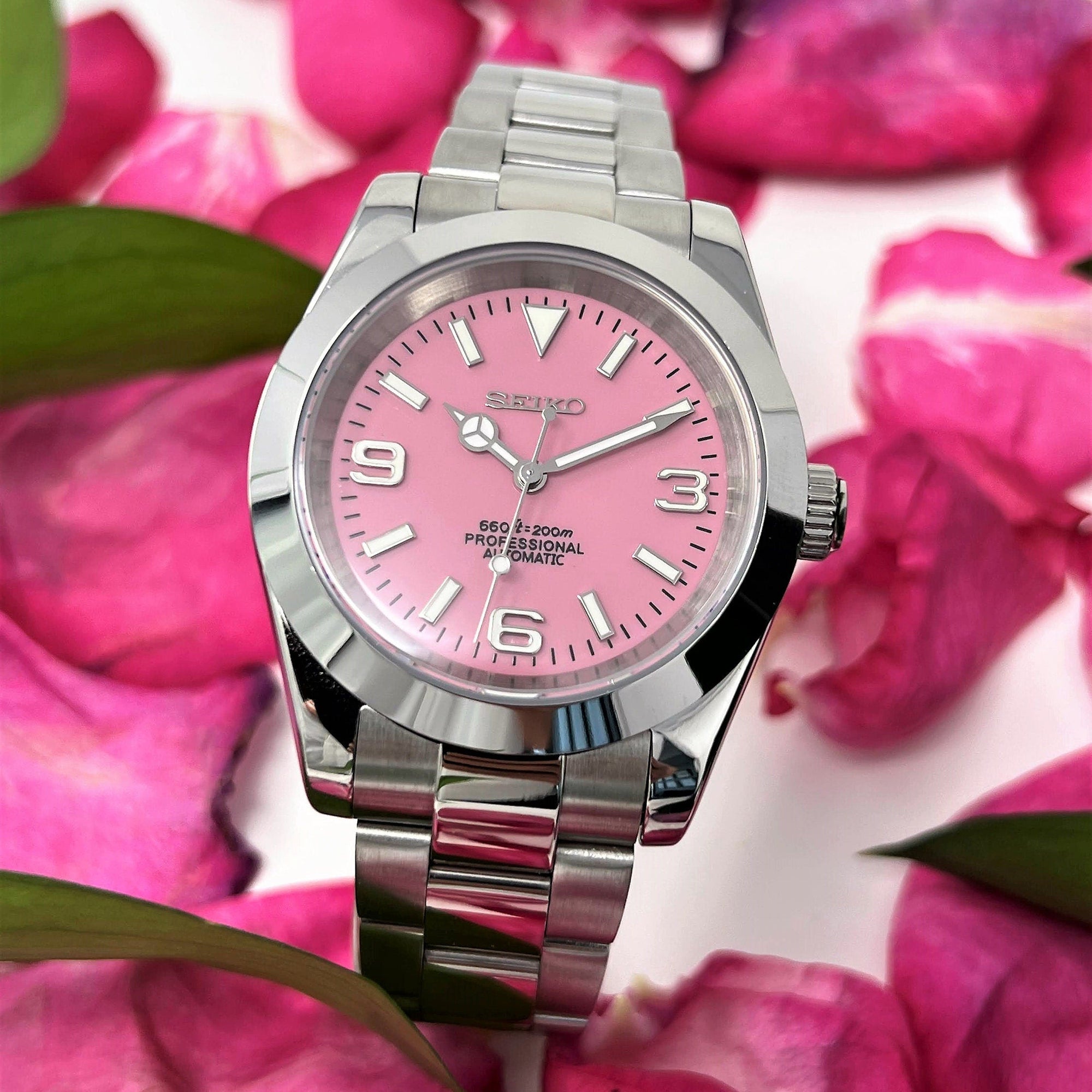 Custom Rose Exp - 36 or 39mm | Pink Dial Stainless Steel | Oyst | Custom Build | Watch Mod | Mod | Exp | Perpetual | Timepiece