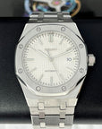 Seikoak - Luxury White on Stainless Steel - Beautiful Dress Watch 42mm | Royal | Oak | Waffle Dial | Premium Luxury Wristwatch | Men's Watch