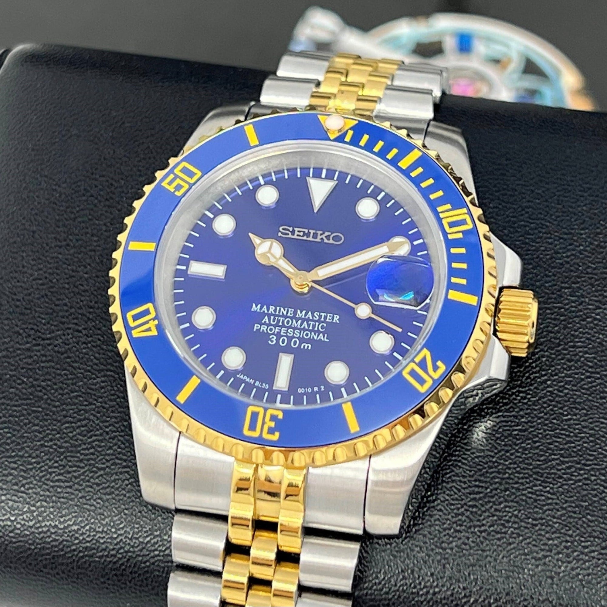 Sunburst Blue - Two Tone Bluesy on Jub , Sapphire Crystal with Ceramic Bezel