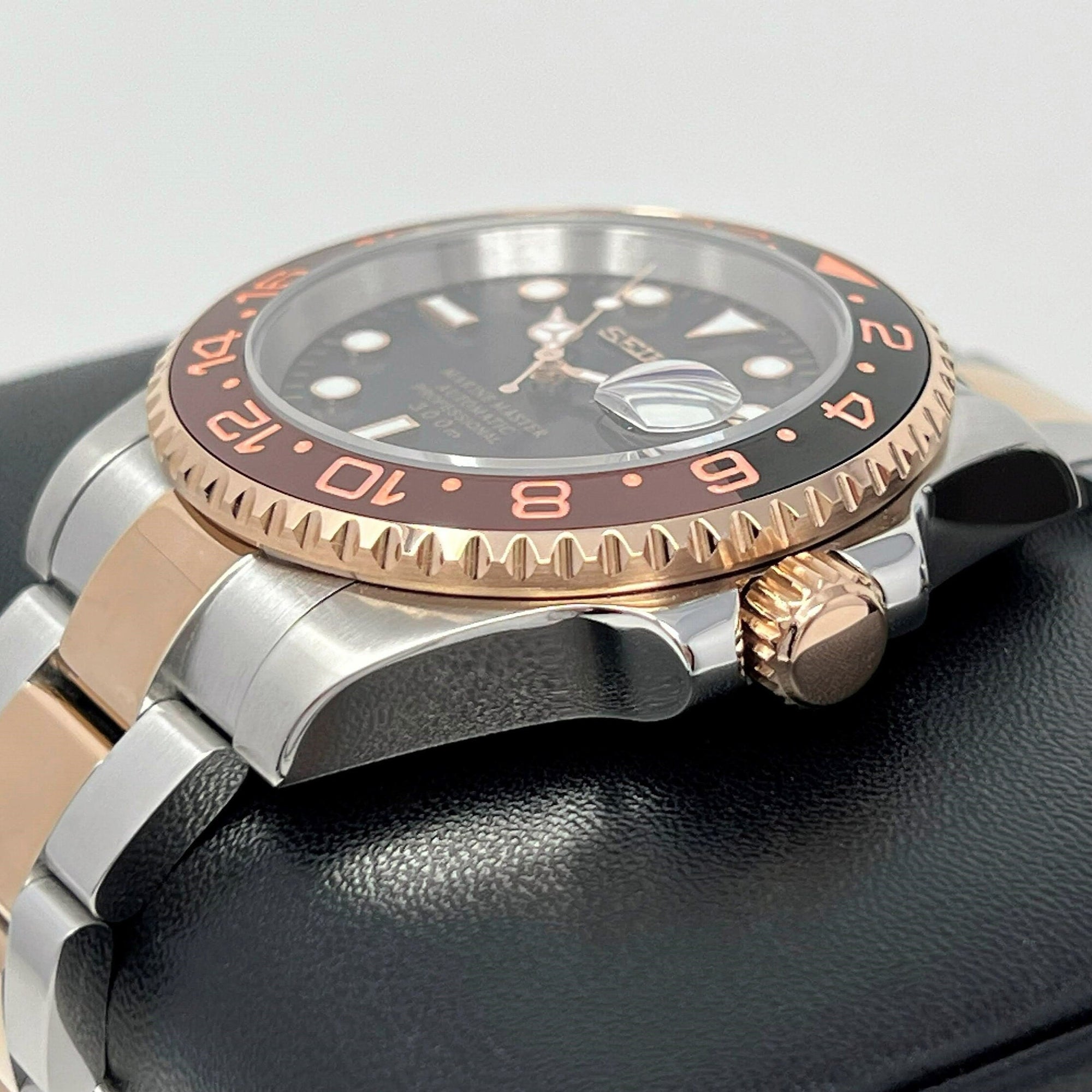 Custom Rootbeer Two Tone GMT Watch | Stainless Steel Sport Watch | Custom Sub | 20mm Oyst Bracelet | Perpetual Date | Sub | 41mm