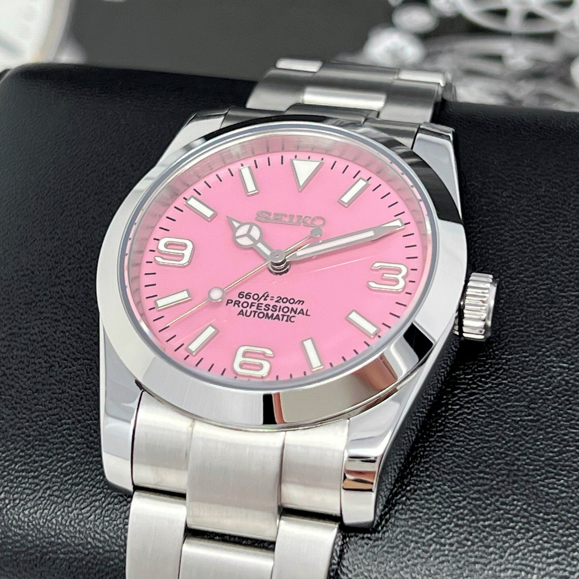 Custom Rose Exp - 36 or 39mm | Pink Dial Stainless Steel | Oyst | Custom Build | Watch Mod | Mod | Exp | Perpetual | Timepiece