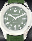 Custom Seikonaut - Green on Rubber - Modern Sports Watch | Watch Mod | Khaki Tropical Green | Turtle Waffle | Jumbo | Olive | NH35 Automatic