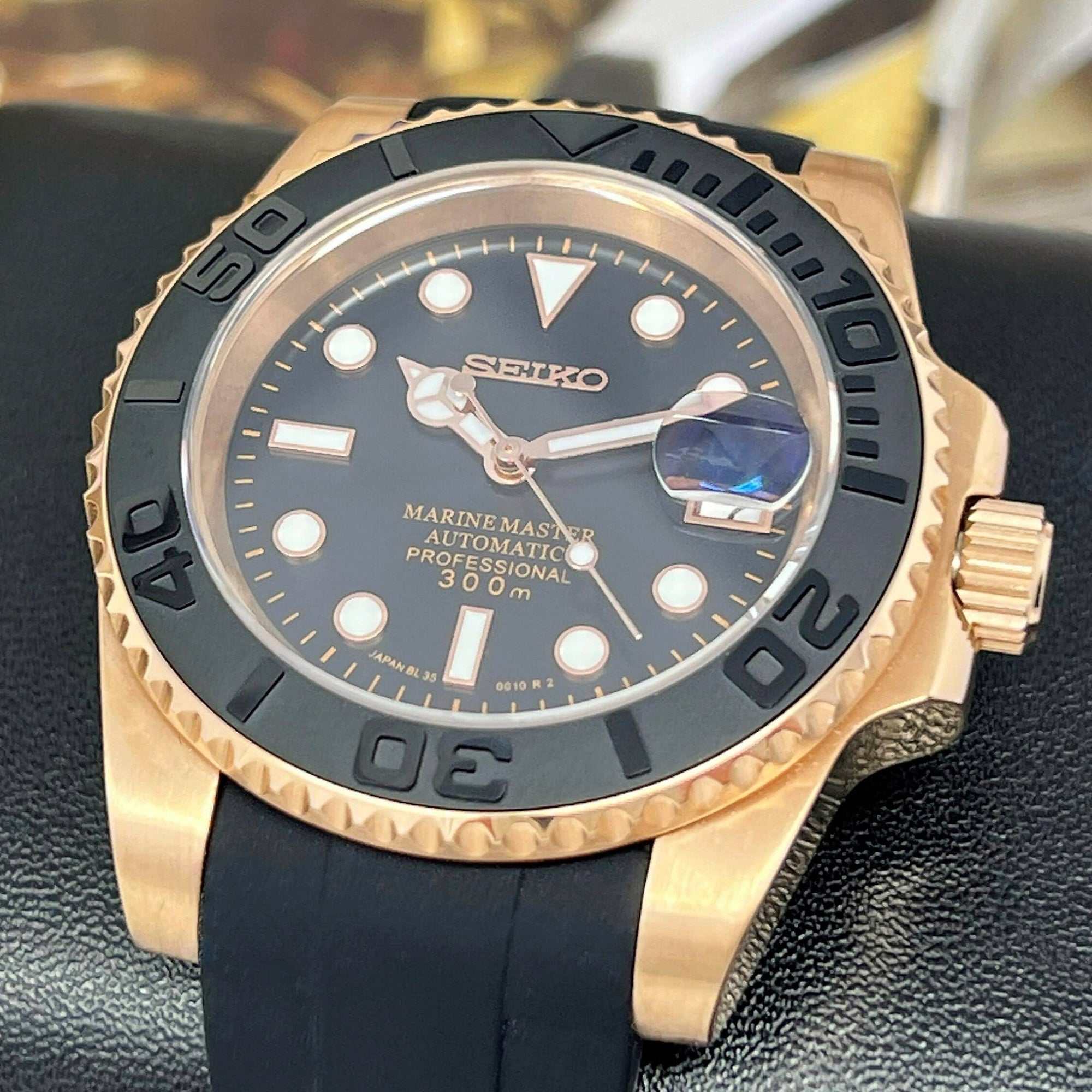 Custom Yacht Watch | Rose Gold | Men's Watch | Dive Watch | Rubber Strap | Mod | Custom Mod | Watch Mod | Diver| Bronze