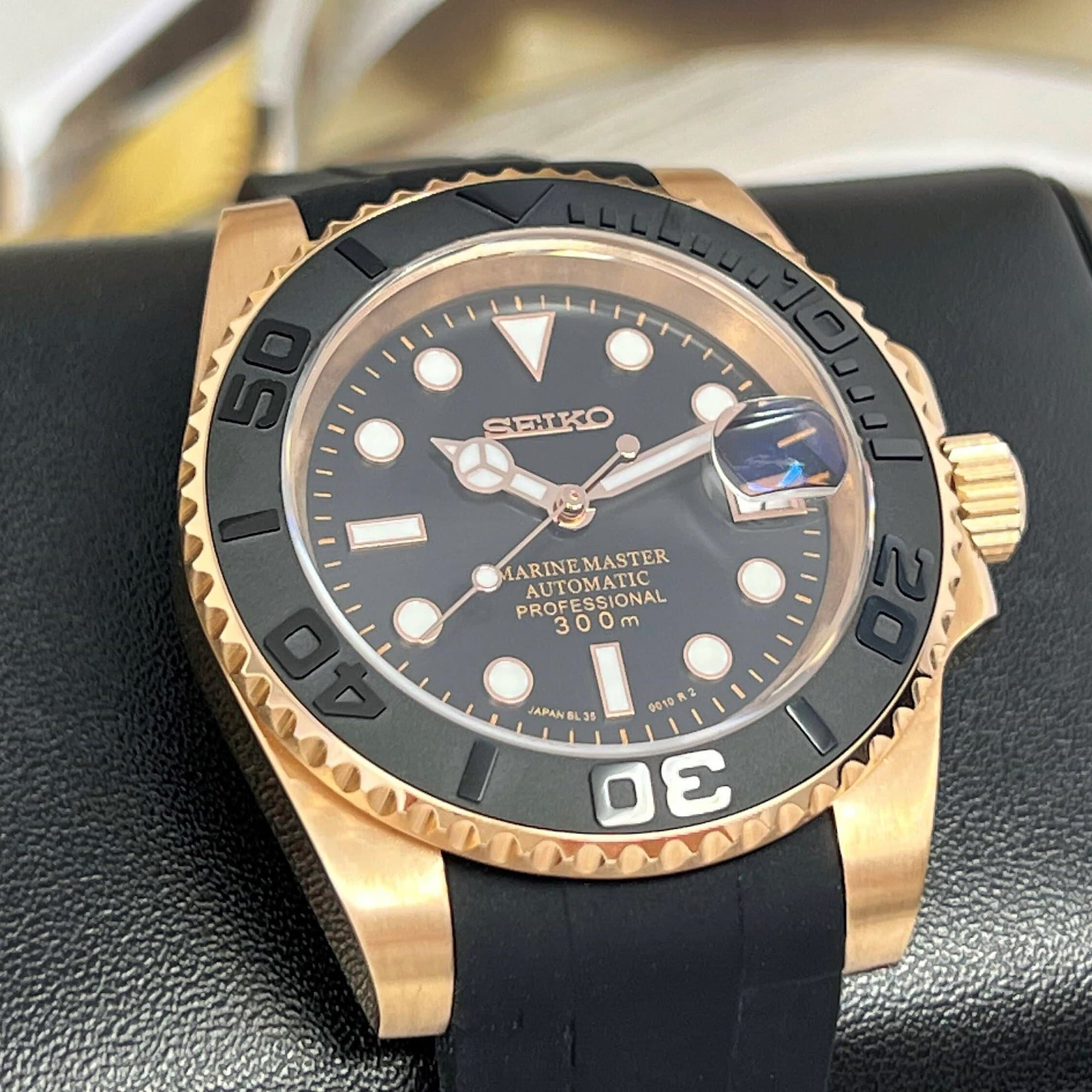Custom Yacht Watch | Rose Gold | Men's Watch | Dive Watch | Rubber Strap | Mod | Custom Mod | Watch Mod | Diver| Bronze
