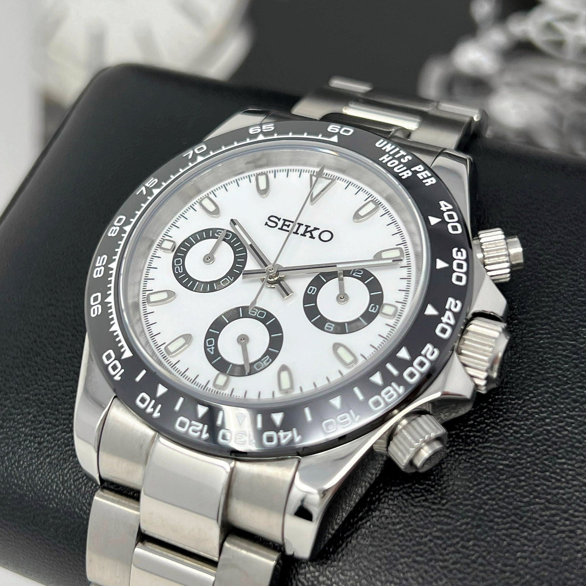 Daytona Minimalist Panda Dial | 40mm | Stainless Steel | Seiktona Seikotona | Chronograph | Chrono | Stopwatch | Steel Sport Watch | VK63 Quartz