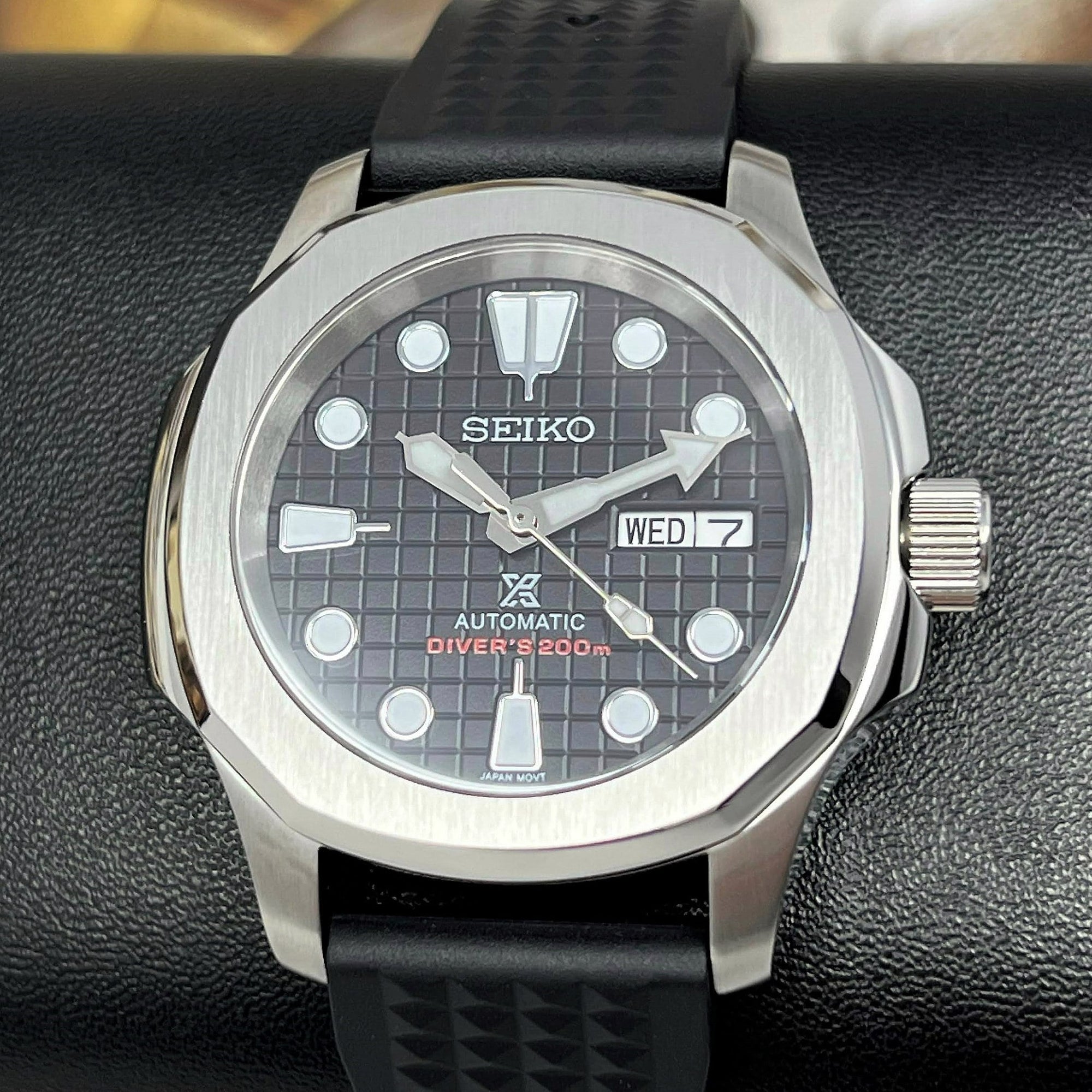 Custom Seikonaut Luxury Modern Diver | Turtle Dial | with NH36 Day Date Automatic Movement | Black Rubber | Sport Watch | Men's Watch