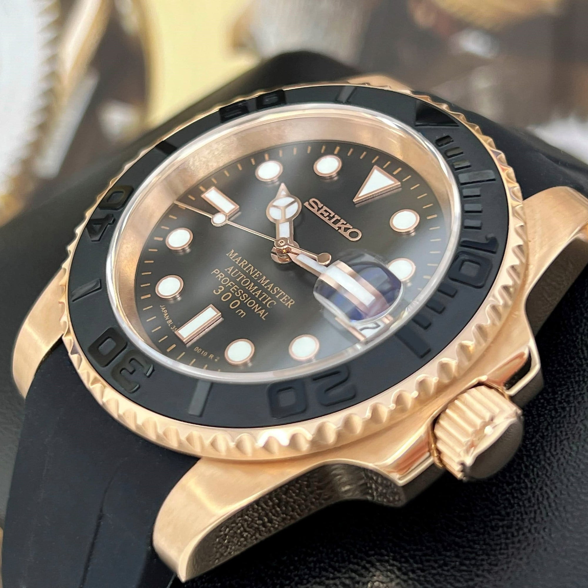 Custom Yacht Watch | Rose Gold | Men's Watch | Dive Watch | Rubber Strap | Mod | Custom Mod | Watch Mod | Diver| Bronze