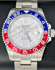 Custom Meteorite GMT Watch | 4 Hand Automatic Movement NH34 | Pepsi | 41mm | Multi Timezone | Custom Watch | Mod | Blue Red White