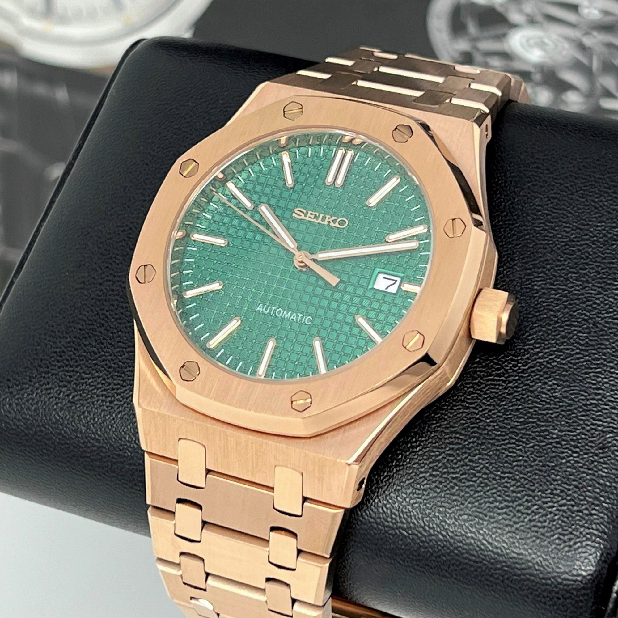 Custom Seikoak Rose Gold Luxury Watch | Green Dial | Mod | Watch Mod | Custom Watch | NH35 Automatic Movement | 42mm | Steel Sport