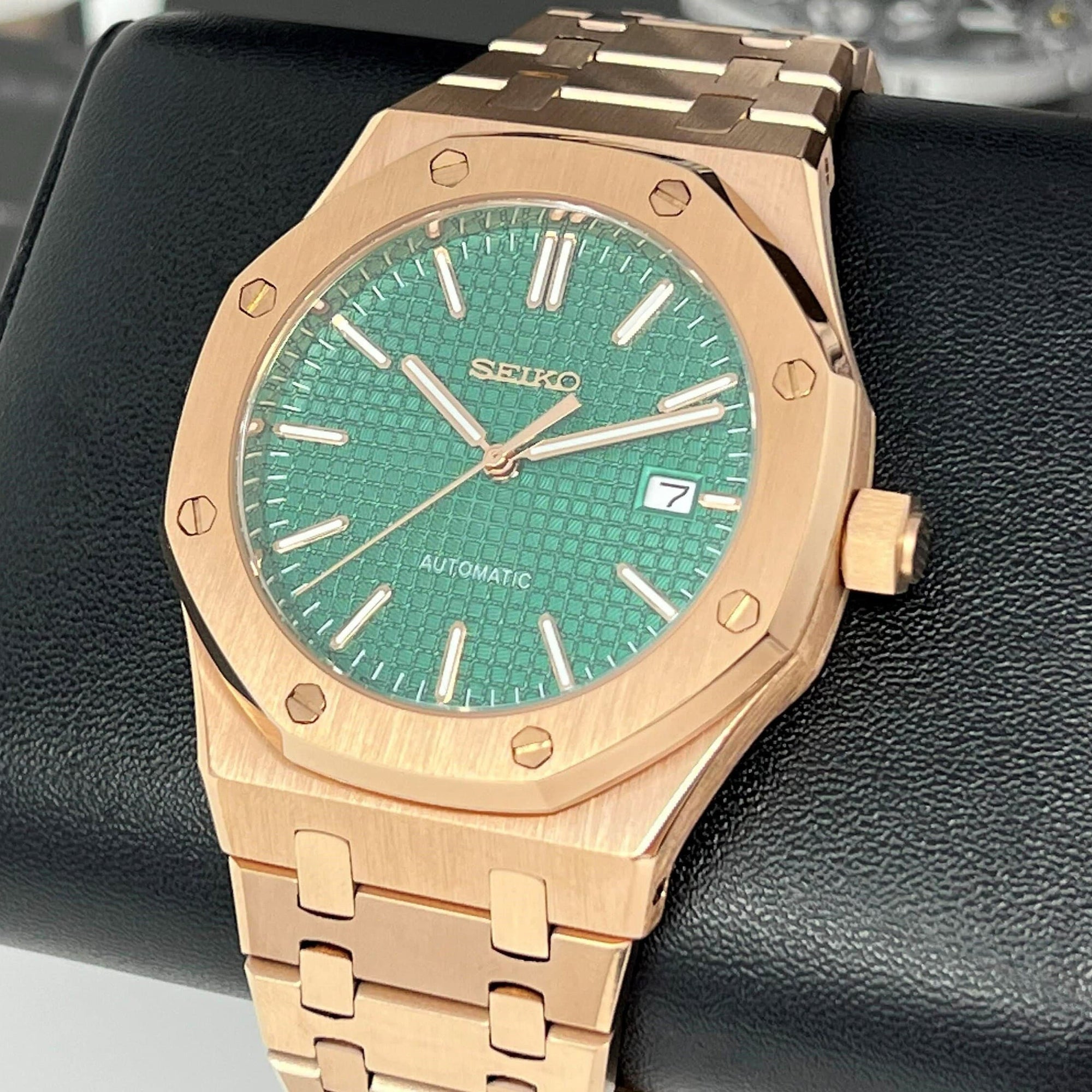 Custom Seikoak Rose Gold Luxury Watch | Green Dial | Mod | Watch Mod | Custom Watch | NH35 Automatic Movement | 42mm | Steel Sport