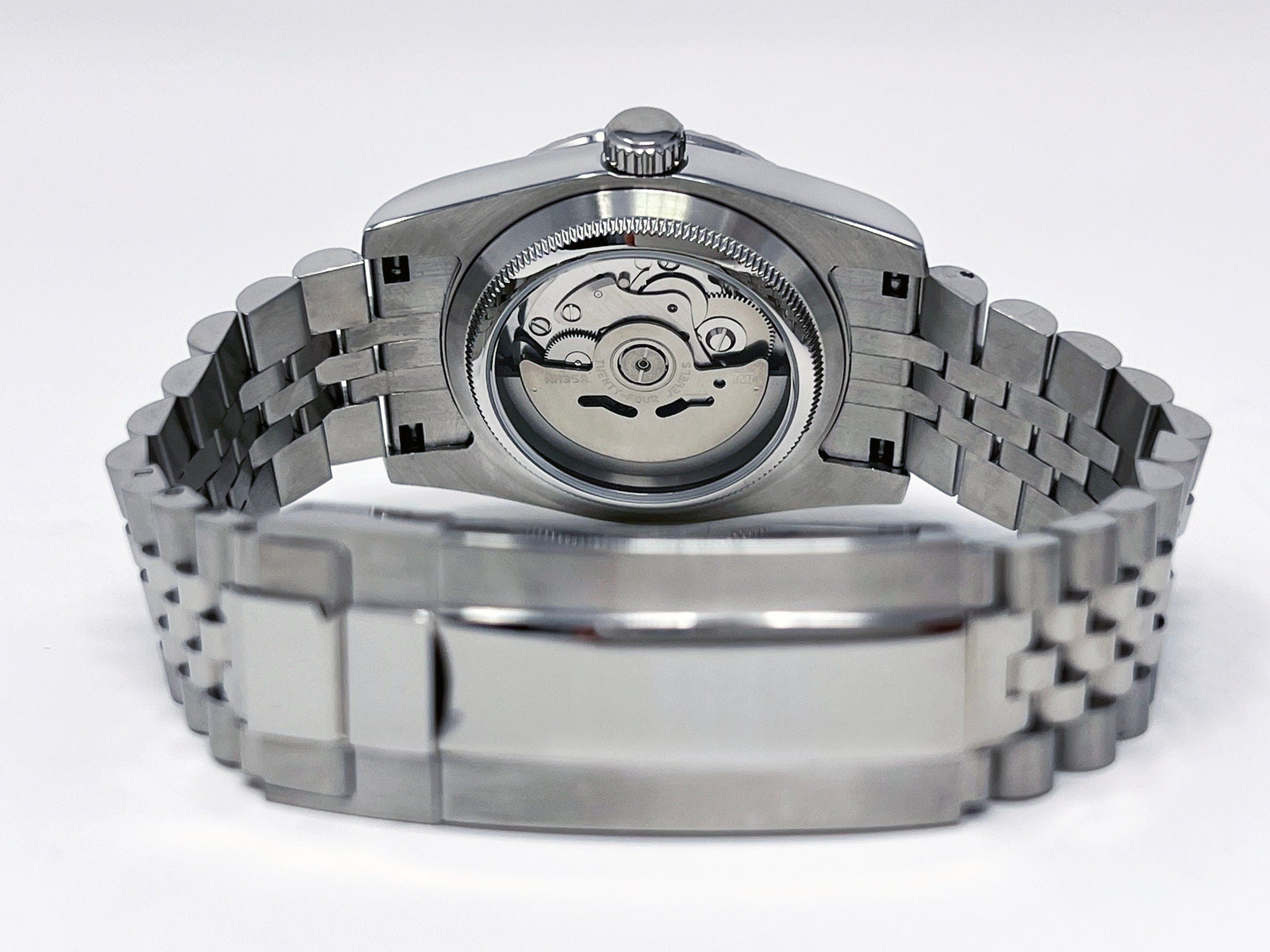Custom Rare Ice Blue Datejust 36mm 39mm | Fluted Bezel | Jub | NH35 | Watch Mod | Buckley Dial | DJ36 | Roman Numeral | Platinum