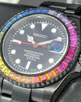 Rainbow Stealth | Black with Sapphire Crystal | Oyst Steel Bracelet | Jewel | Bust Down | Gem Frost | Bling | Color | Watch Mod