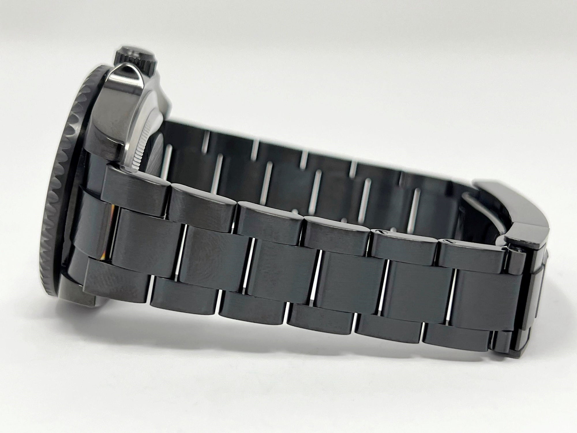 Rainbow Stealth | Black with Sapphire Crystal | Oyst Steel Bracelet | Jewel | Bust Down | Gem Frost | Bling | Color | Watch Mod