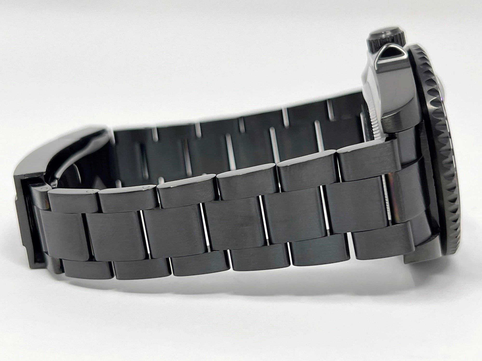 Rainbow Stealth | Black with Sapphire Crystal | Oyst Steel Bracelet | Jewel | Bust Down | Gem Frost | Bling | Color | Watch Mod
