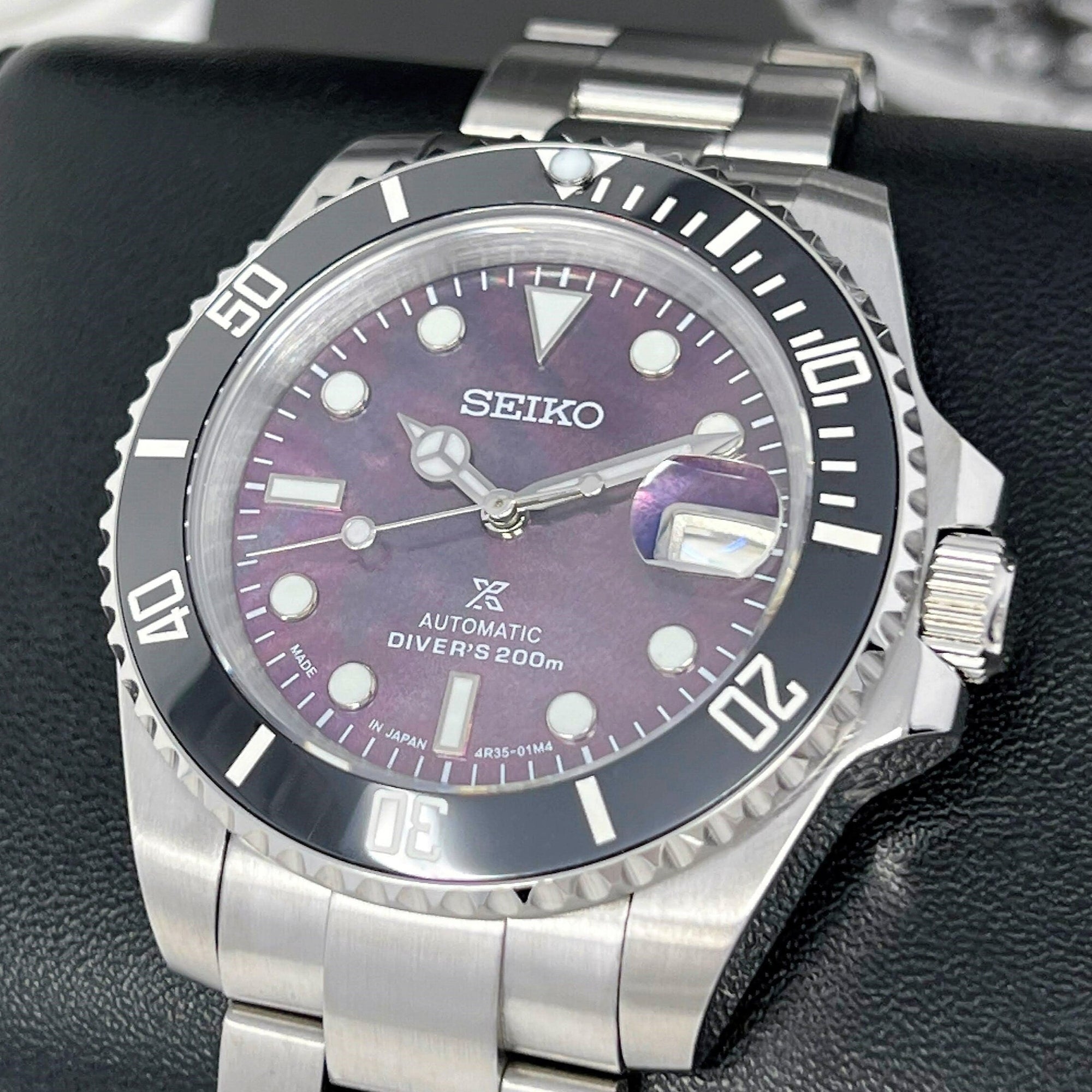 Iridescent Ocean Pearl Sub Custom Watch | Custom Mod | Purple | Mod | Watch Mod | Mother of Pearl MOP | Men's Watch | Sub