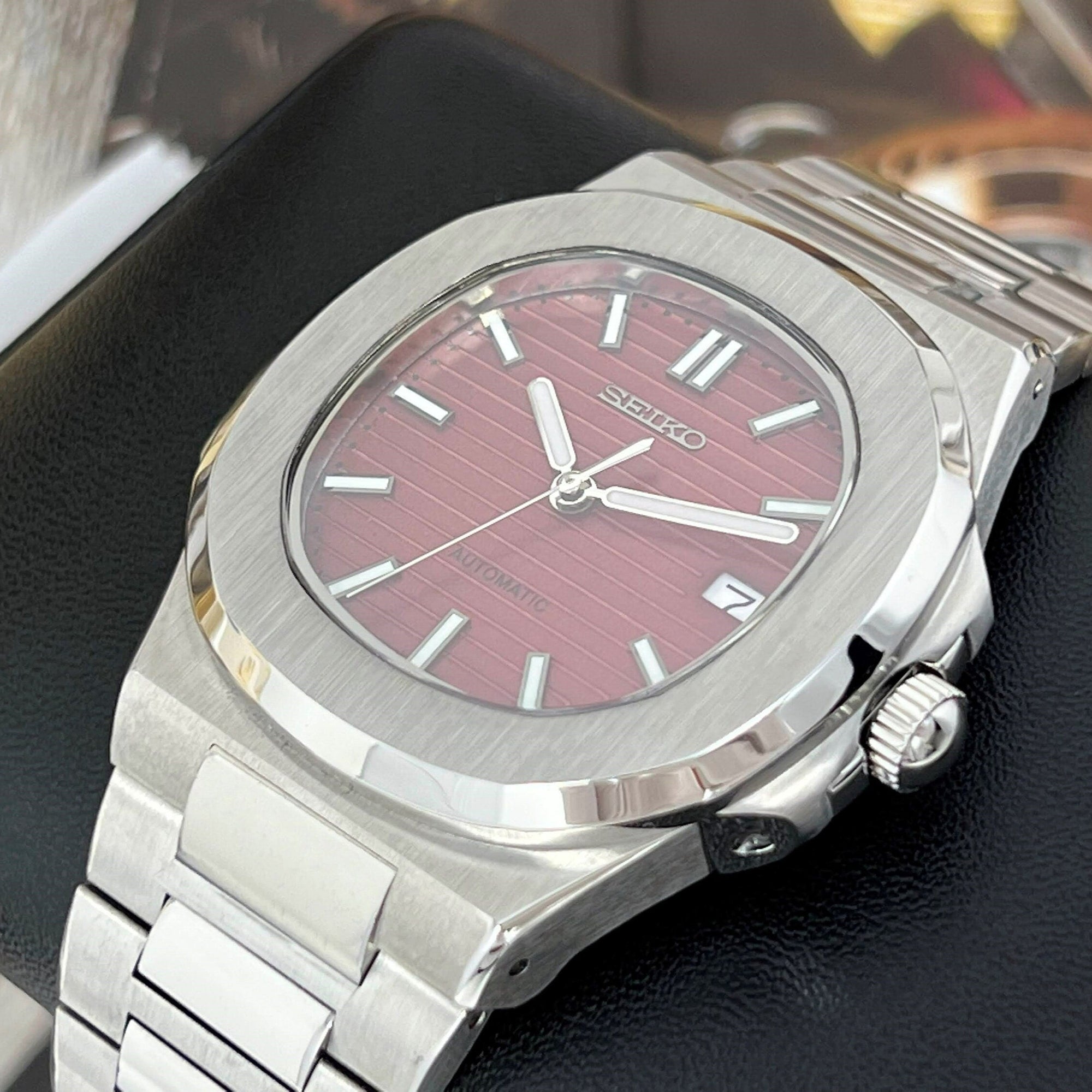 Seikonaut Special Red Edition Stainless Steel | Modern Automatic Dress Sport Watch Sapphire Crystal | Mod | Watch Mod | Custom Watch