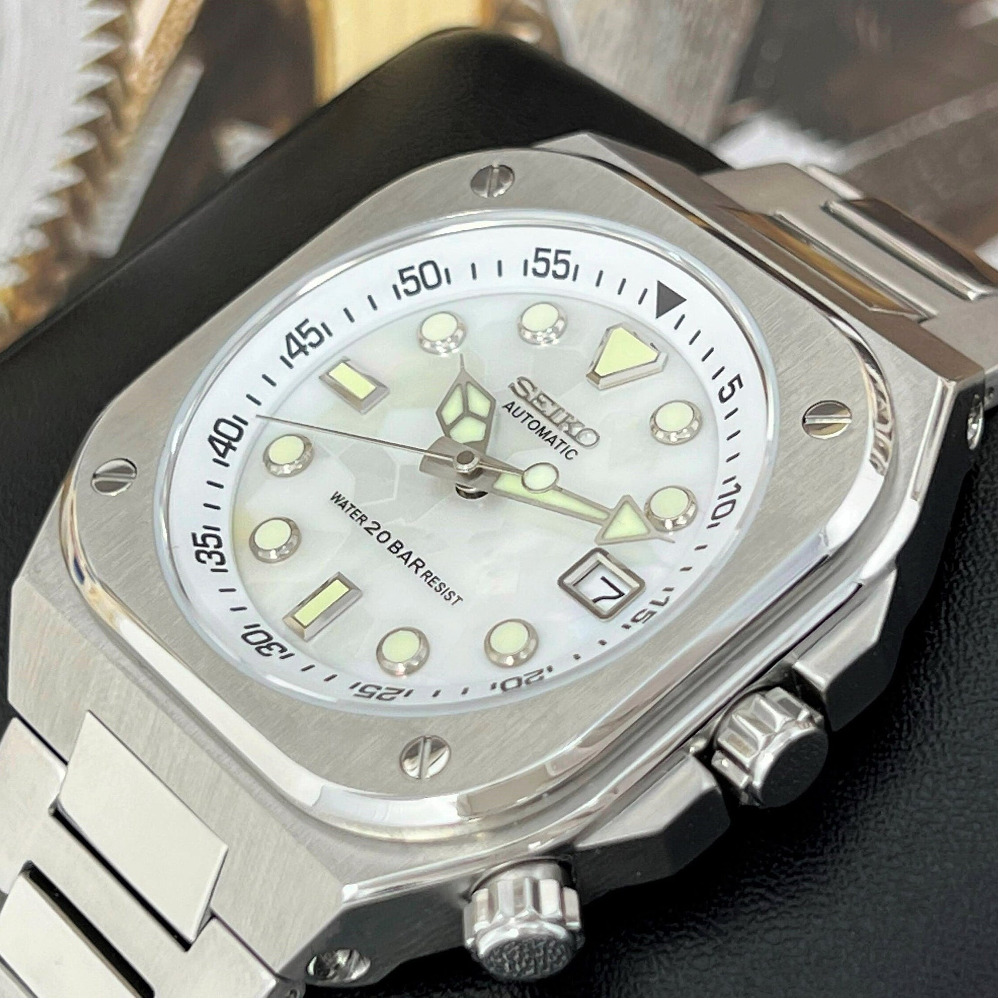 Custom Modern Square Watch - Luxury Geometric Shell | Stainless Steel | Mod | NH35 | Premium Luxury Wristwatch | Watch Mod