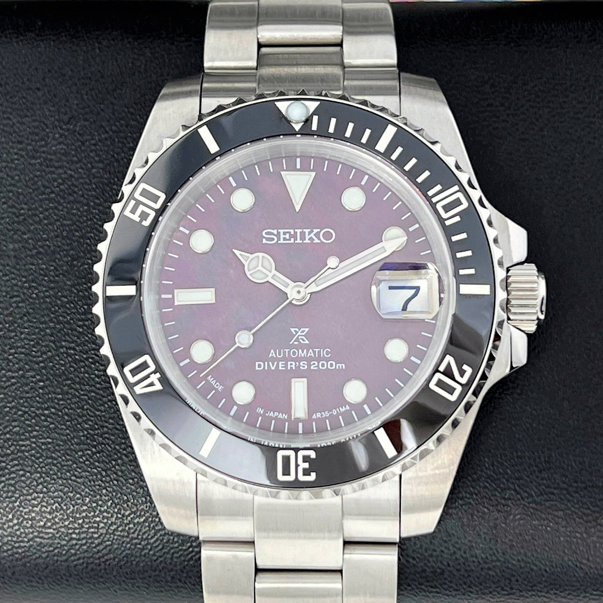 Iridescent Ocean Pearl Sub Custom Watch | Custom Mod | Purple | Mod | Watch Mod | Mother of Pearl MOP | Men's Watch | Sub