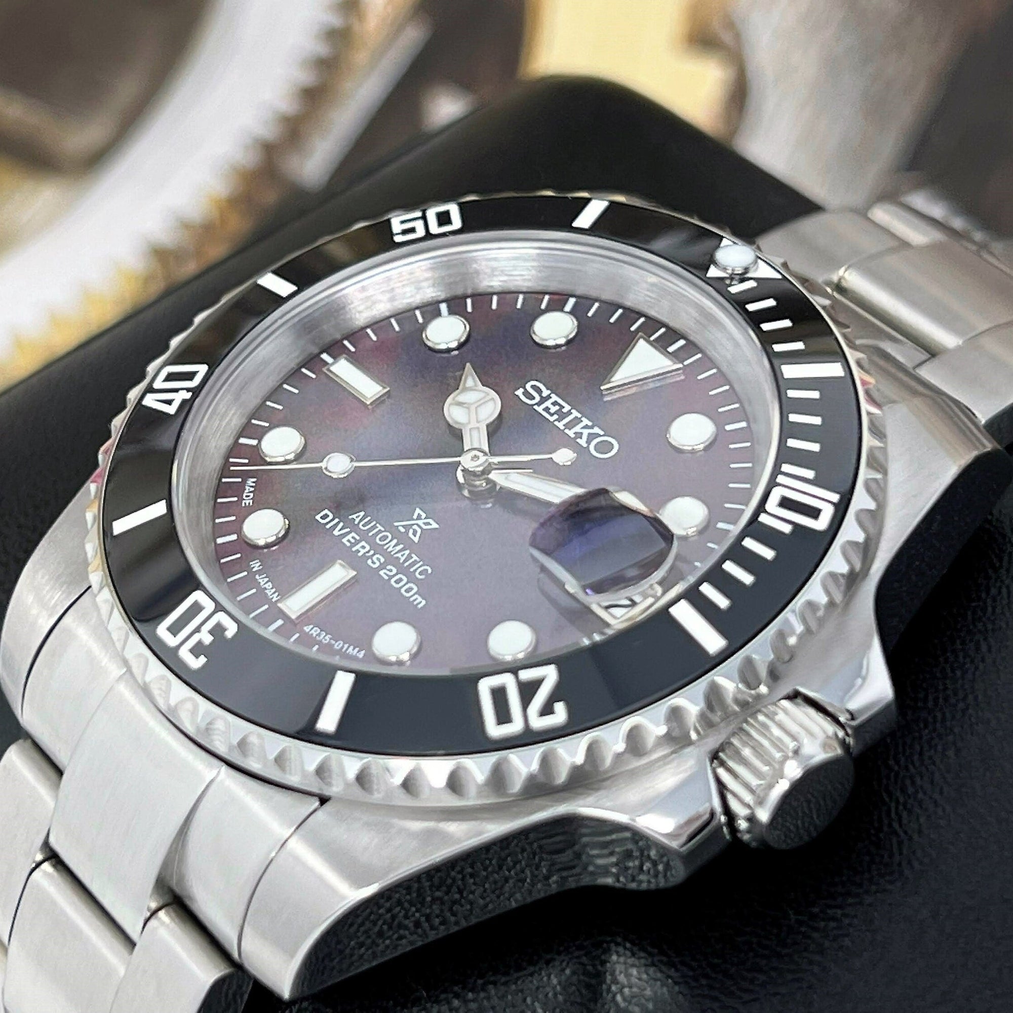 Iridescent Ocean Pearl Sub Custom Watch | Custom Mod | Purple | Mod | Watch Mod | Mother of Pearl MOP | Men's Watch | Sub