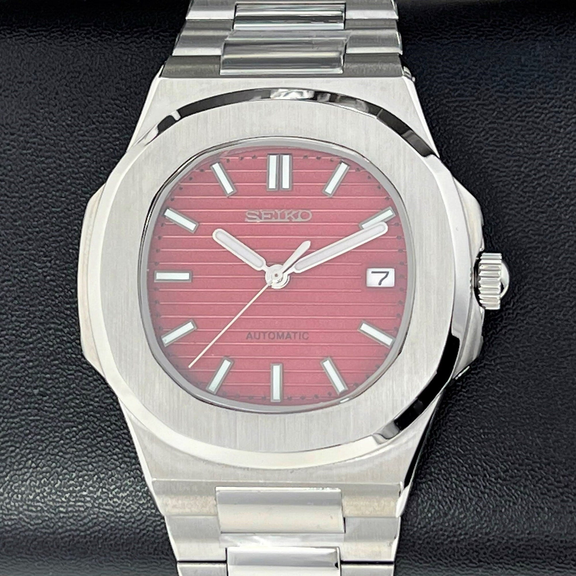 Seikonaut Special Red Edition Stainless Steel | Modern Automatic Dress Sport Watch Sapphire Crystal | Mod | Watch Mod | Custom Watch