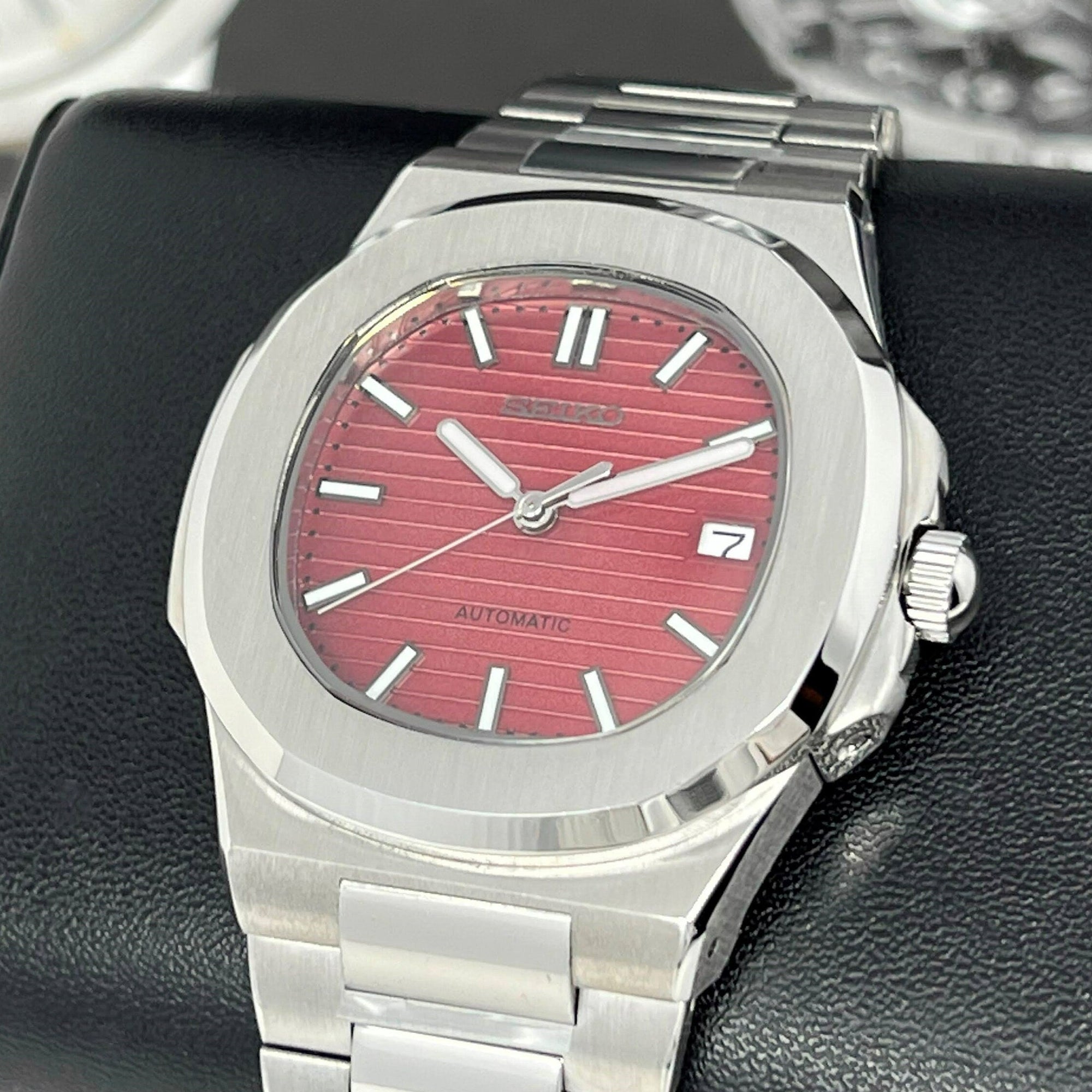 Seikonaut Special Red Edition Stainless Steel | Modern Automatic Dress Sport Watch Sapphire Crystal | Mod | Watch Mod | Custom Watch