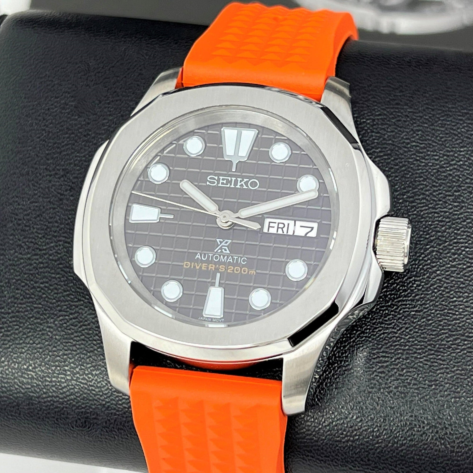 Custom Seikonaut Orange Modern Diver Watch | Turtle Dial | Rubber Dive Watch | Sport Watch | Men's Watch | NH36 Automatic Movement