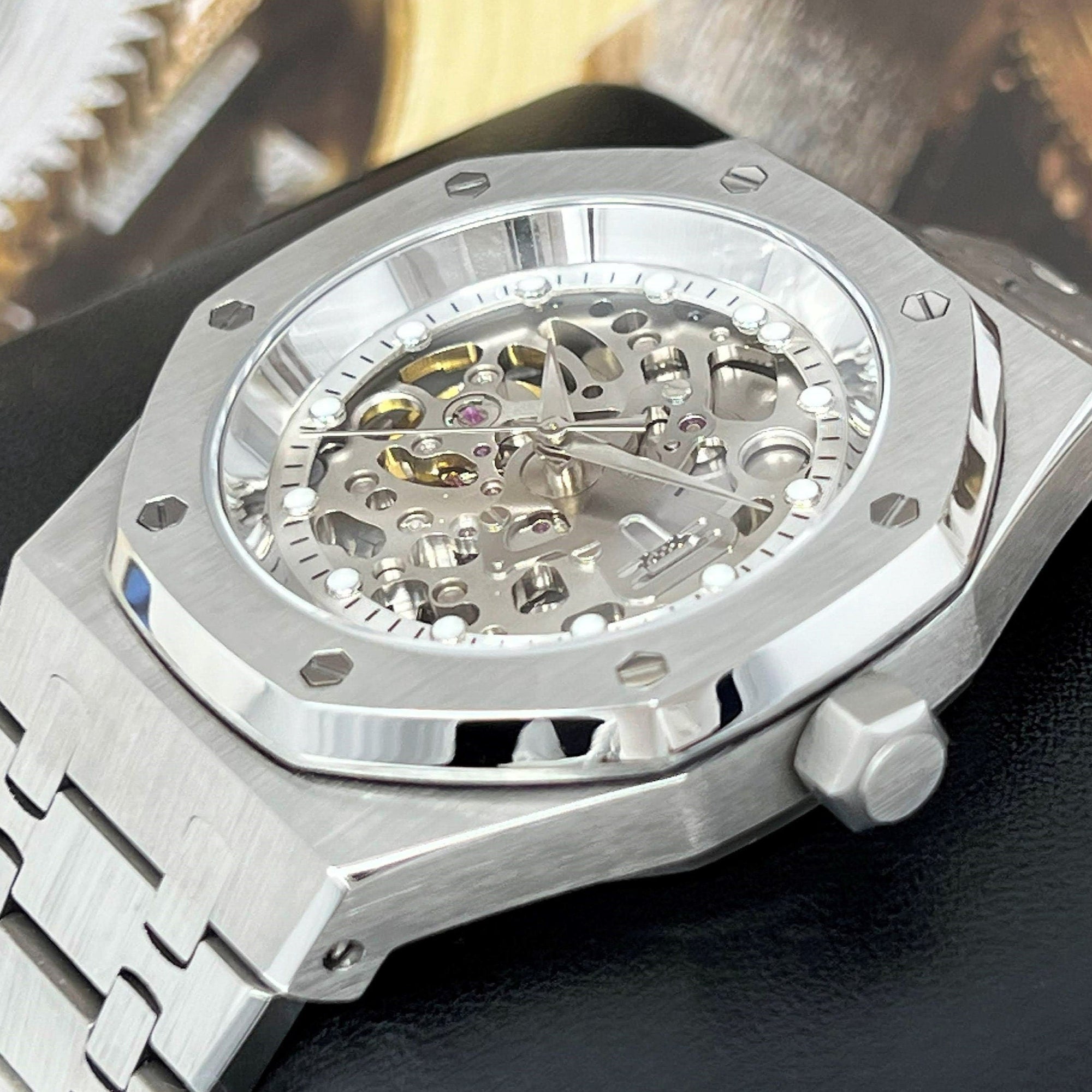 Seikoak Skeleton | Modern Stainless Steel | Luxury Watch | Ghost Mod | Watch Mod | Open Heart | Open Case Watch | Transparent