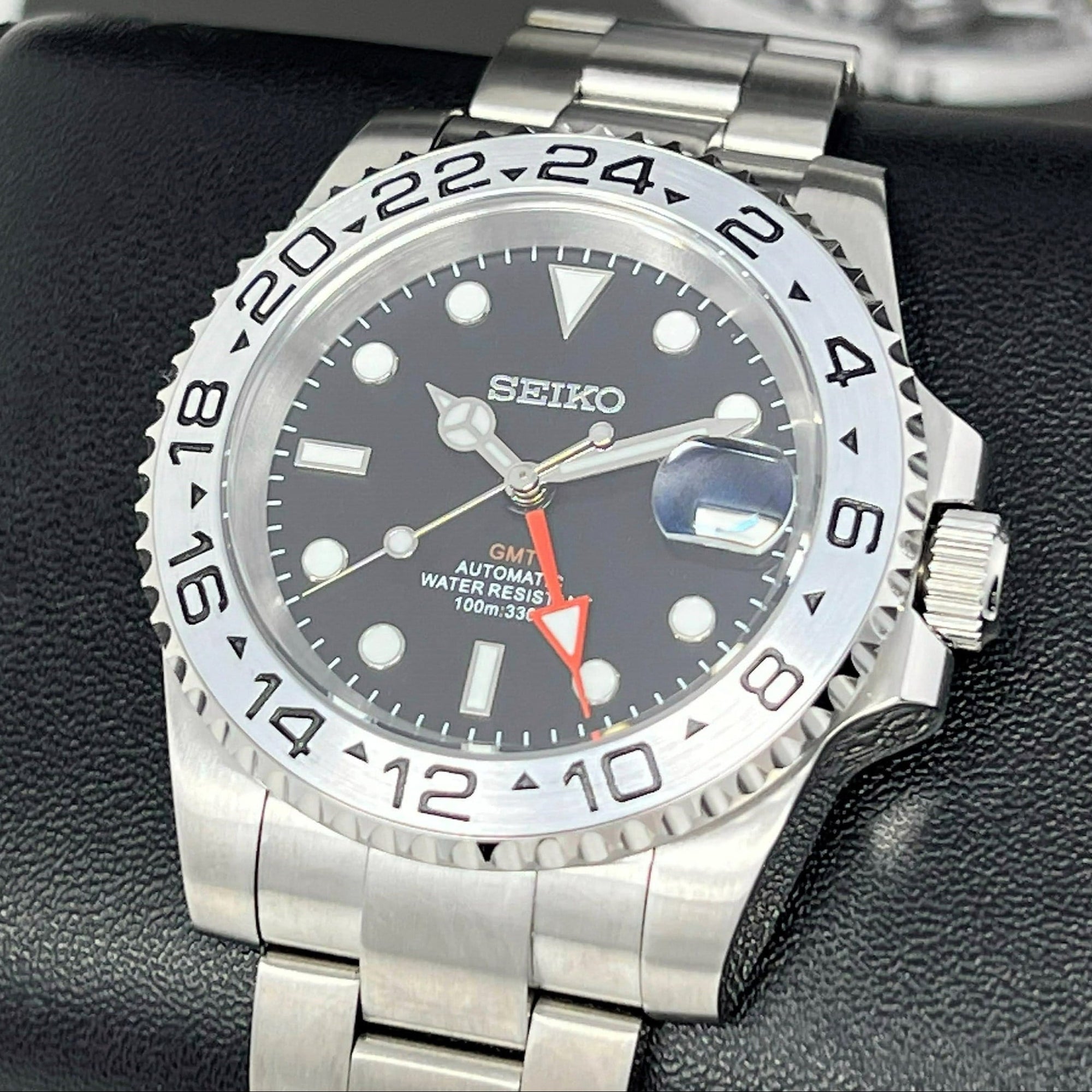 Custom Exp II Watch | 4 Hand GMT | Black and Orange 41mm | Stainless Steel Sports Watch | Black Dial | NH34 Automatic Movement