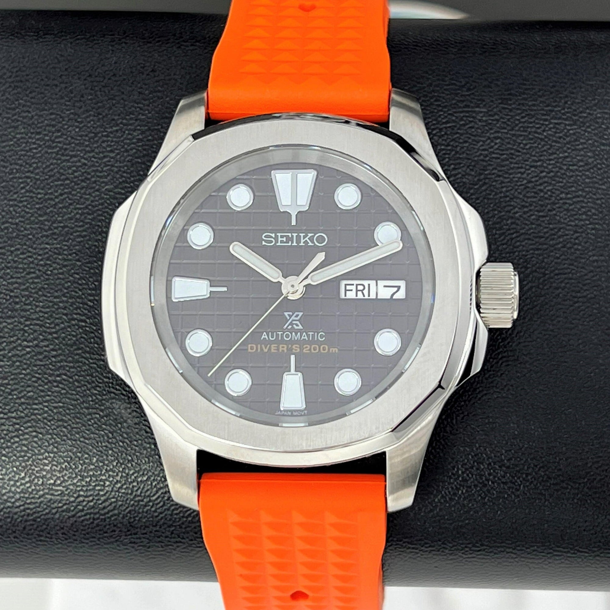 Custom Seikonaut Orange Modern Diver Watch | Turtle Dial | Rubber Dive Watch | Sport Watch | Men's Watch | NH36 Automatic Movement