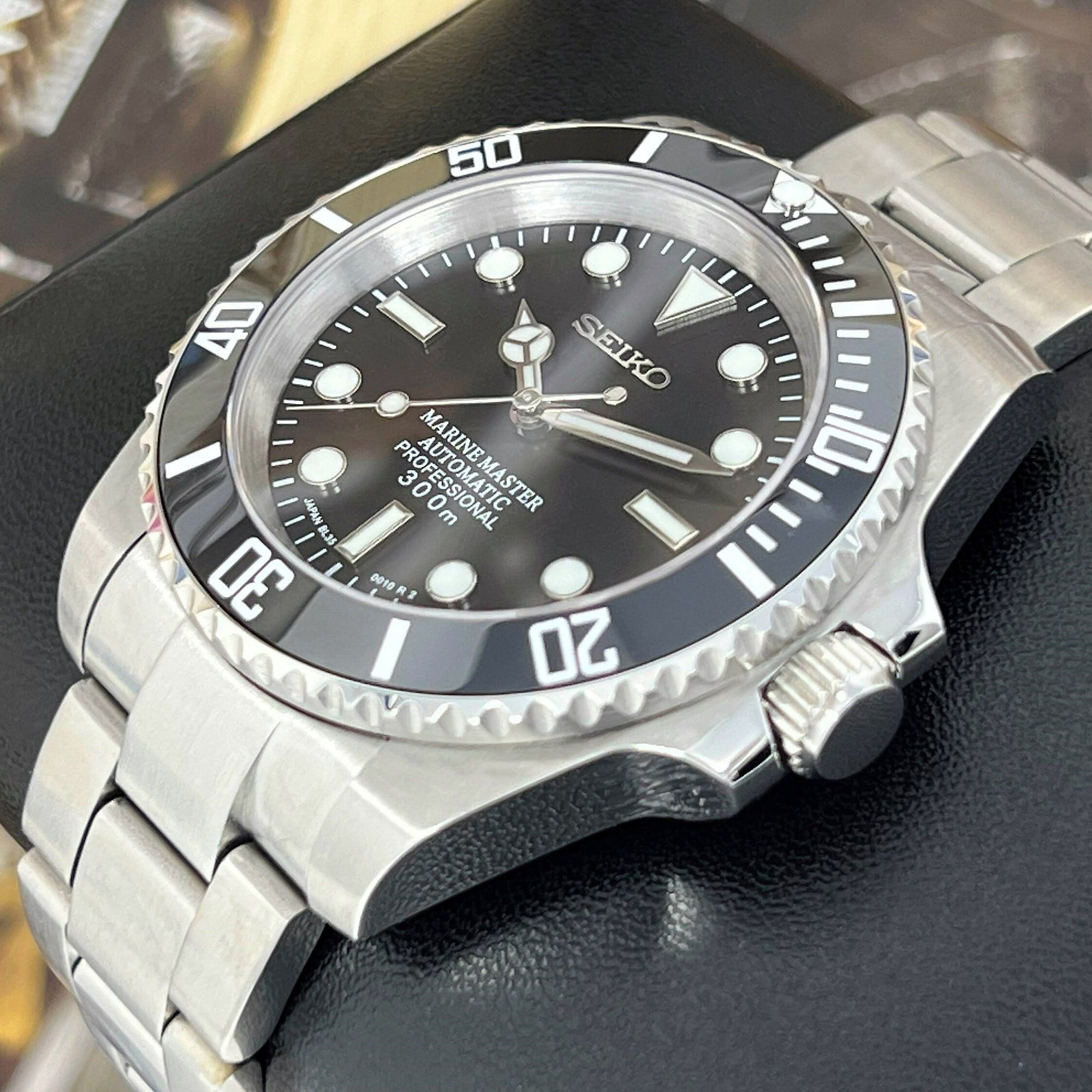Custom Sub No Date Black | Stainless Steel | Sapphire Crystal | Oyst Steel Bracelet | Ceramic Bezel Mod | Watch Mod | Sub NH35