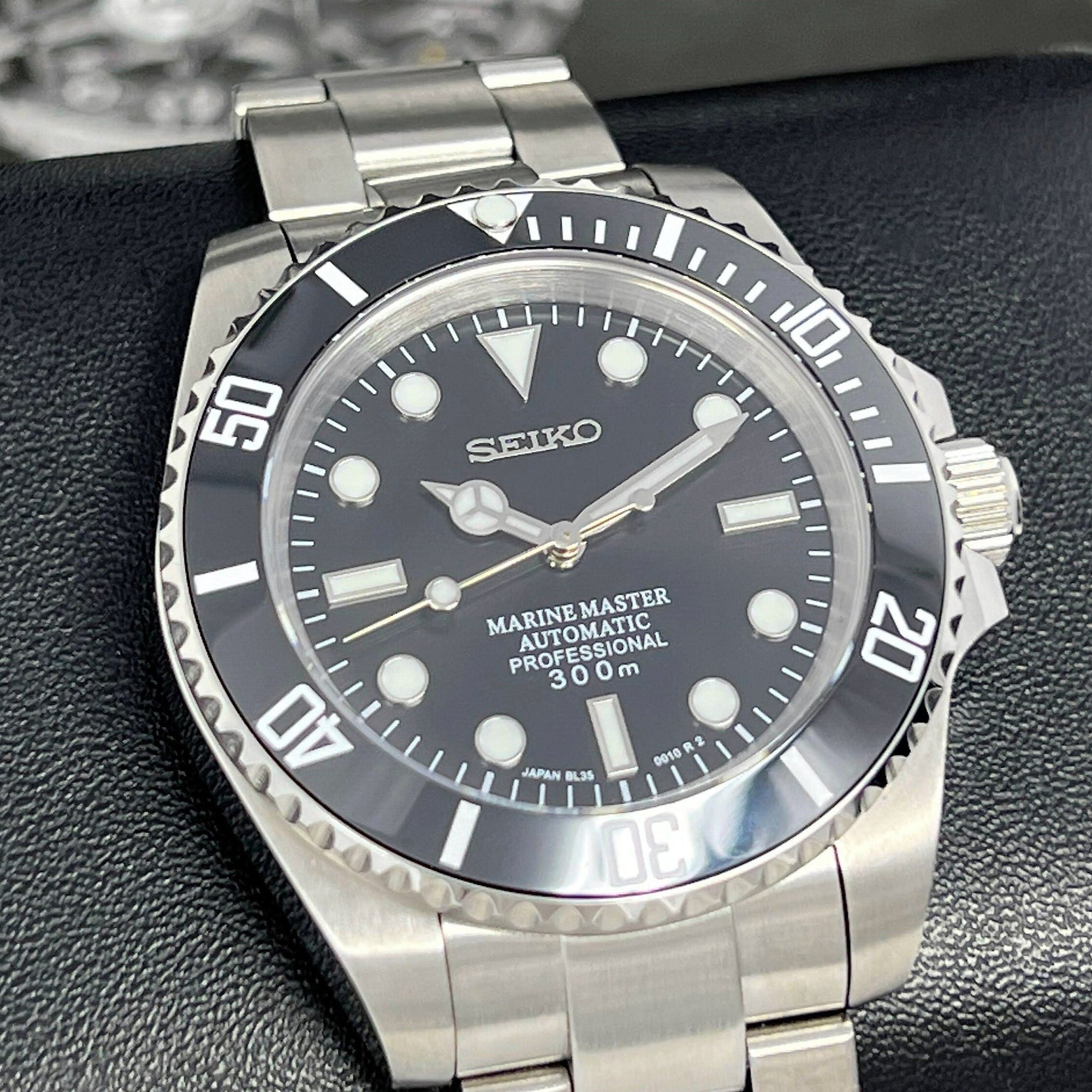 Custom Sub No Date Black | Stainless Steel | Sapphire Crystal | Oyst Steel Bracelet | Ceramic Bezel Mod | Watch Mod | Sub NH35