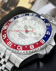Custom White Pepsi GMT | Watch Mod | Mod | Stainless Steel Sport Watch | Custom NH35 Movement | Blue Red | Jub Strap | Sapphire