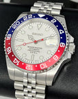 Custom White Pepsi GMT | Watch Mod | Mod | Stainless Steel Sport Watch | Custom NH35 Movement | Blue Red | Jub Strap | Sapphire