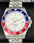 Custom White Pepsi GMT | Watch Mod | Mod | Stainless Steel Sport Watch | Custom NH35 Movement | Blue Red | Jub Strap | Sapphire